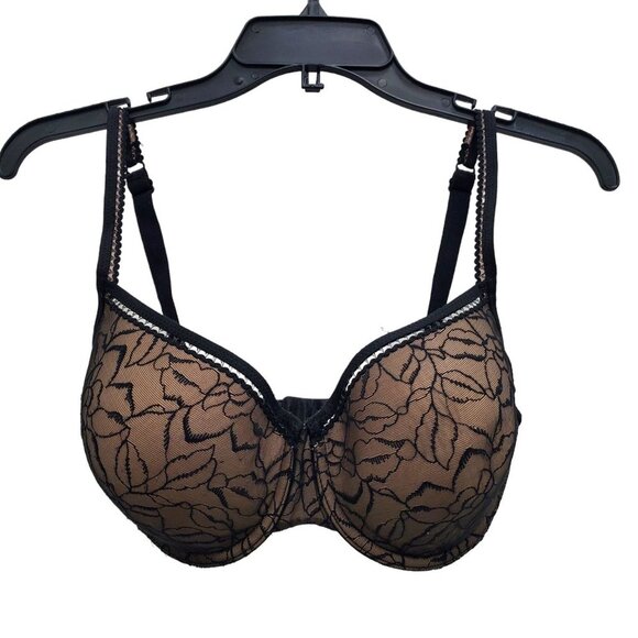Wacoal Other - Wacoal Rosy Outlook Contour Demi 853148 Black Lace Underwire T-Shirt Bra 32DDD